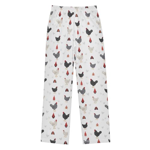 ZZXXB Cartoon Roosters Boys Long Pants Soft Trousers Elastic Waist Kids Lounge Bottoms with Pockets S-XL