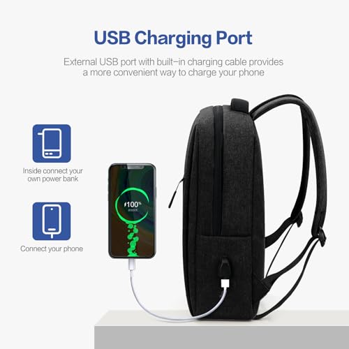 OIWAS 14 Inch Laptop Backpack Lightweight Computer Backpack for Men with USB Charging Port Clean Design Mens Laptop Backpack for Travel, Business, Casual, Black3