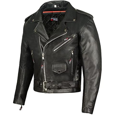 Men's ICONIC Brando Leather Motorcycle Jacket Premium Real Natural Buffalo Biker Jacket - Side Laces Concealed Carry Pockets, All-Season Leather Motorcycle Jacket for Men Black XL Cover