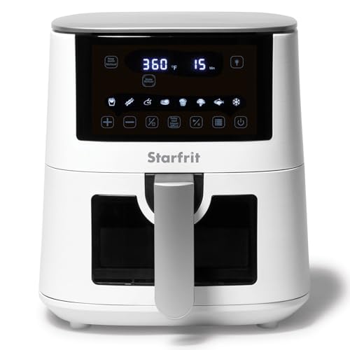 Image of Starfrit Electric Digital Air Fryer - 4.2L Capacity - Ceramic Non-Stick Surface - 8 Preset Functions - Viewing Window -1400W