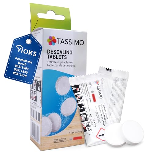 VIOKS 4 pastillas descalcificadoras de repuesto para cafetera Bosch Siеmens 00311530 311909 00311909 – Pastillas descalcificadoras antical para cafetera Tassimo TCZ6004