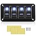 PAIRIER 4 Gang Panel de Interruptores Basculantes, 12V / 24V Rocker Switch Panel de Encendido/Apagado de 5 Pines con Luz LED Azul Impermeables, para Coches, Barcos, Yates, Caravanas, Camiones