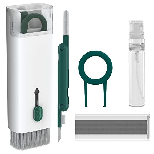 7 en 1 Keyboard Cleaning Brush Kit - Cepillo Limpiador de Teclado Herramienta Limpieza Auriculares Extractor de Teclas Multifunción Extractor de Polvo para Laptop Auriculares, Verde Oscuro