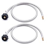 JEASOM GGC 4 FT Stainless Braided RV Propane Pigtail Hose QCC1 Connector with 1/4'' Inverted Male Flare (2PCS)