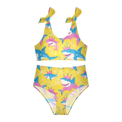 Wusikd Sharks Wearing Crowns Girls Swimsuits Two Piece Blue Colors Swimwear Bikini Set for for Girls Size 3T3