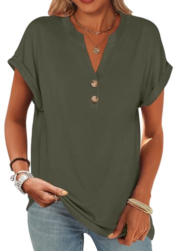 ANRABESS Womens Short Sleeve Henley Tops V Neck Dressy Casual Blouses Summer Trendy Tee Shirts 2026...