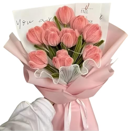 MOKEMOKEGRO for Mom Handmade,Pipe Cleaners Craft,Tulips?Mother's Birthday Gift,Love Mom?Forever Flowers,Anniversaries, Birthdays, Unique Gifts, Gifts from Daughters and Sonsfor Mom? (Pink)