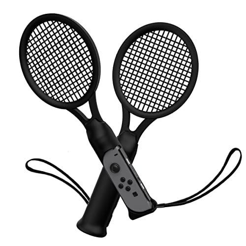 DRAGON SLAY (Paquete de dos) Paquete doble de raqueta de tenis para Nintendo Switch Joy Con Controller - incluye muñequeras (negro) Cover