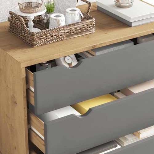 Armario con cajones para salón y dormitorio cómoda de madera maciza Otta gris 5