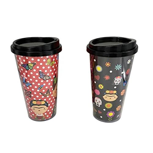 Copo T&eacute;rmico Personalizado Com Tampa Frida Kahlo 480ml