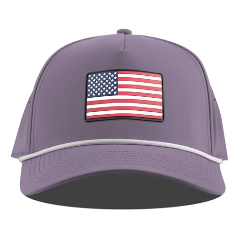 Image of Branded Bills Old Glory PVC Curved 5 Panel Rope Hat for Men, Purple, Fits 7-7 7 /8, Adjustable Snapback |