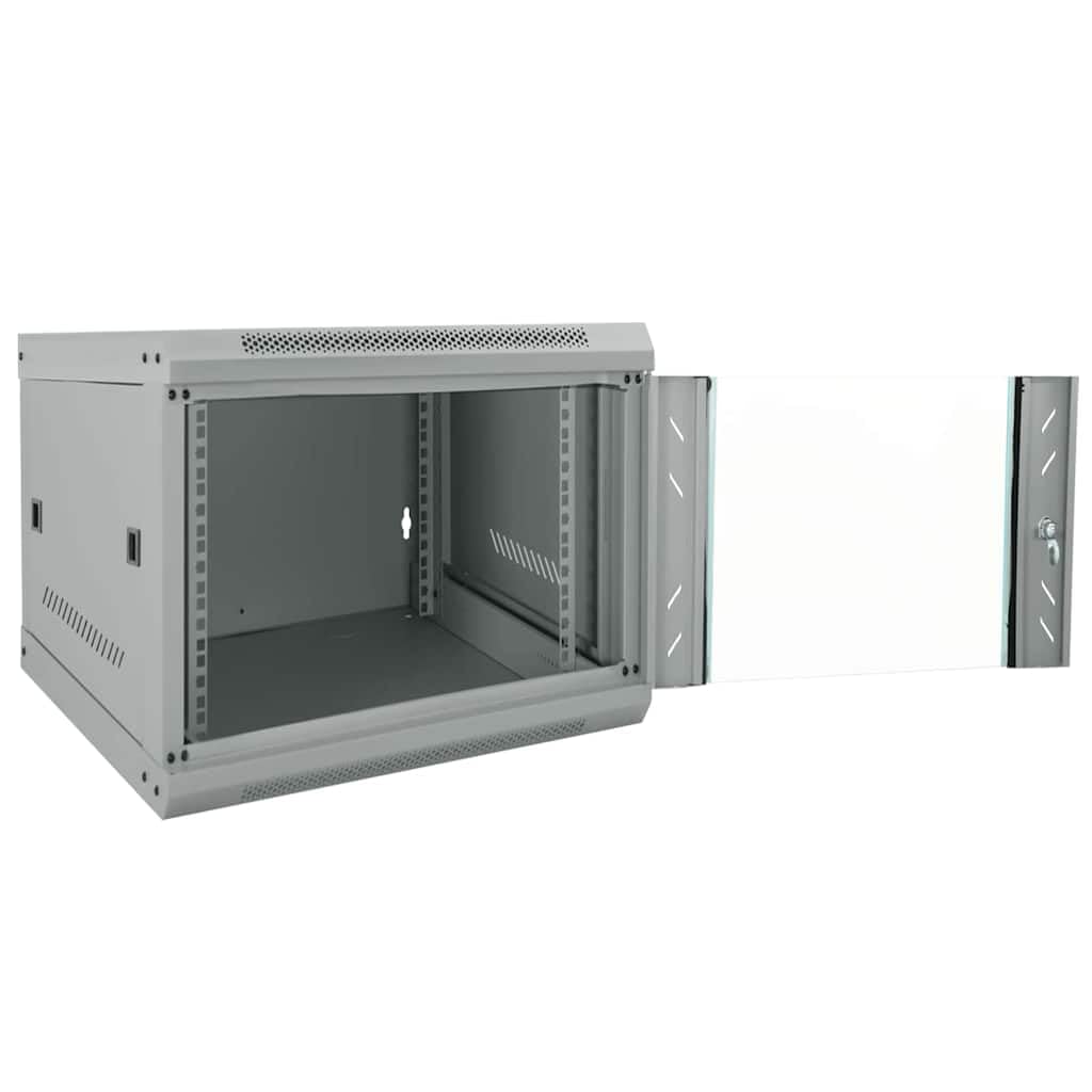 Armadietto di rete 53 x 60 x 45 cm, montaggio a parete, in acciaio, con porta di sicurezza e finestra di visualizzazione, colore grigio, alloggiamento server per infrastrutture IT