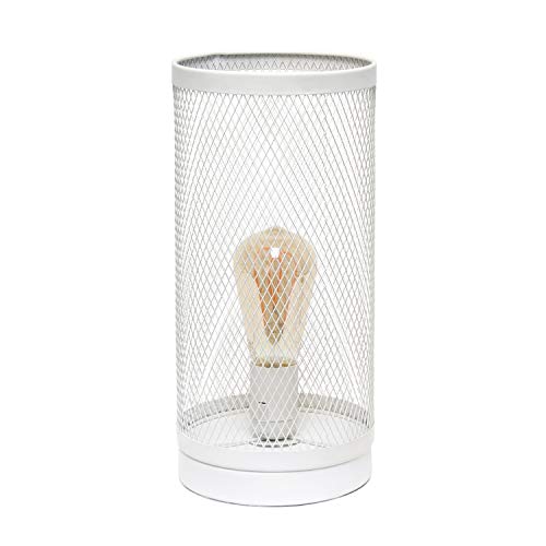 Lámpara de Mesa de Acero Cilíndrica Blanca