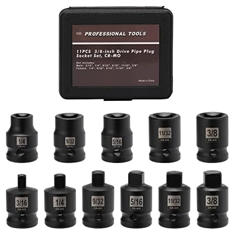 Mayouko 11PCS 3/8" Drive SAE Pipe Plug Socket Set Cover
