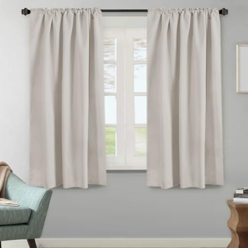 Image of H.VERSAILTEX Blackout Curtains Thermal Insulated Window Treatment Panels Room Darkening Blackout Drapes for Living Room Back Tab /Rod Pocket Bedroom Draperies, 52 x 63 Inch, Stone, 2 Panels