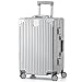 KOFA Geneva Handgepäck Koffer, 55cm Alu-Rahmen & Polycarbonat-Hartschale, Handgepäck Cabin Reisekoffer, Rollkoffer Spinner Carry-on mit 4 Rollen und doppelte TSA Schloss 35L (Silber)