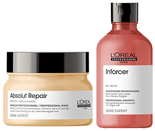 Image of L'Oreal Professionnel Absolut Repair Hair Mask with Protein & Gold Quinoa for Dry and Damaged Hair, Serie Expert, 250gm
