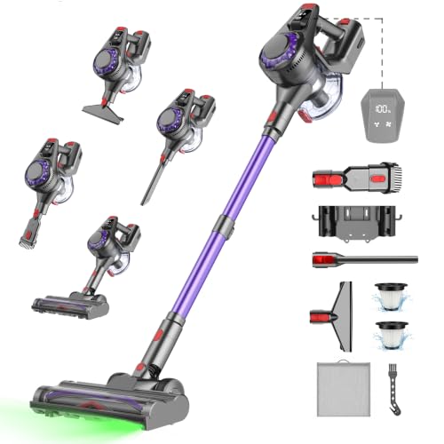 Aspirateur Balai Sans Fil | 40KPa 450W Moteur Amélioré 50Min, 1,6L Aspirateur Sans Fil Autoportant, Station de Charge Murale V Anti-Emmêlement, Aspirateur...