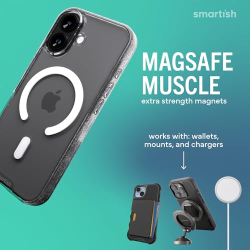 Image of Smartish iPhone 17 MagSafe Clear Case + MagSafe Wallet - Magnetic Slim Case - Anti-Yellow Thin Grip Cover + Detachable Wallet - Magnetic Card Holder for Apple iPhone 17 - Clearly Clear