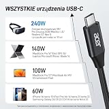 acer Kabel USB C 240 W, kabel do szybkiego ładowania typu C (1,8 m/1 paczka), nylonowy oplot, kompatybilny z urządzeniami iPhone 16/15 Pro Max, Galaxy S24/S23, MacBook Pro/Air, iPad, laptop itp.