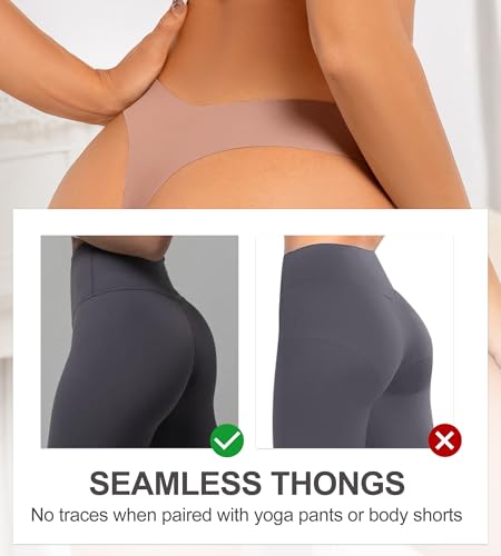 Image of Seamless Thongs for Women V-Shaped No Show Panties Soft Comfortable Breathable Workout Underwear Multiple Pack