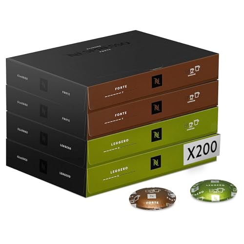 Nespresso Professionnel - Bundle 200 Capsules cafés - Classic ESPRESSO : 2 boîtes x50 Forte / 2 boîtes x50 Leggero - Adapté aux professionnels