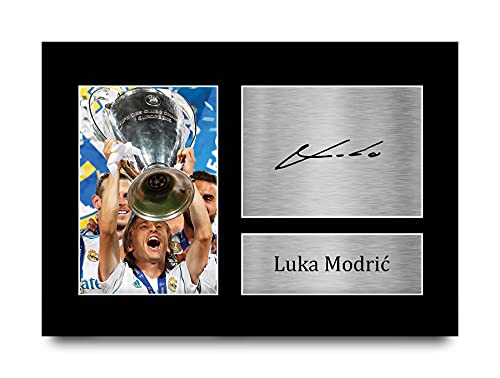 HWC Trading Luka Modric A4 Sin Marco Regalo De Visualización De Fotos De Impresión De Imagen Impresa Autógrafo Firmado Por Real Madrid Los Aficionados Al Fútbol