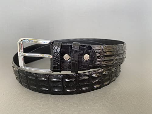 black genuine crocodile hornback leather skin belt with prong buckle for men, handmade alligator skin belt2