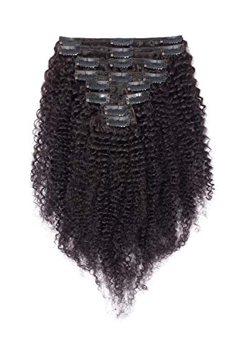 Kinky Curly Real Hair Extensions 12" 105g #1B