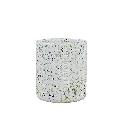 YHHRESINKING Home Bathroom Collection. Bathroom Tumbler Cup for Vanity Countertops, Perfect for Holding Toothbrushes and Make-up Brushes Also Great as Pencil Pen Holder, Terrazzo (Green)