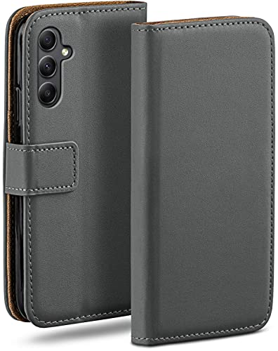 Protection Samsung Galaxy A34 5G étui rabat cuir synthétique gris moex