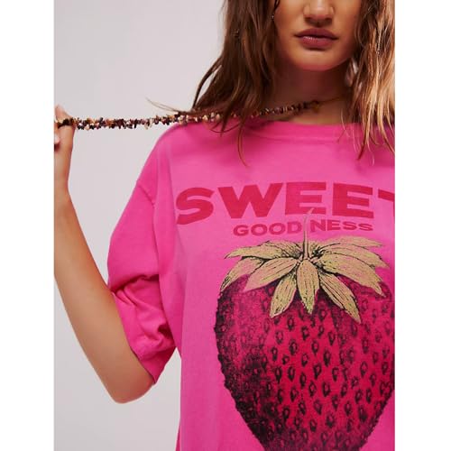 Y2k Womens Oversized Fruit Graphic Print Tees Shirts Vintage Flower Baggy Tshirt Tops Coastal Clothes Aesthetic3
