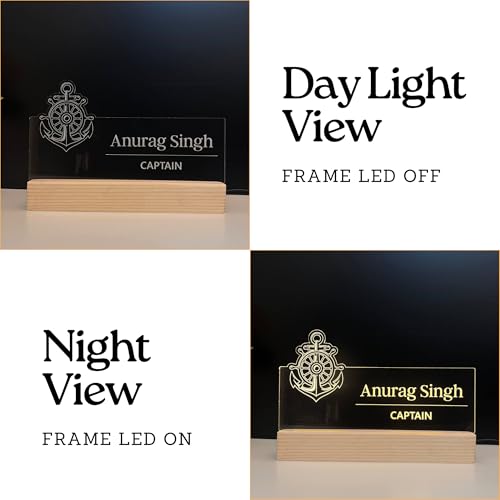 Image of Personalized Acrylic Desk Name Lamp for Navy Officers | Custom LED Light with Name, Designation, Logo | Lieutenant, Commander, Captain, Admiral, INS Officer Gift | Best Indian Navy Gift (For Navy Officer)