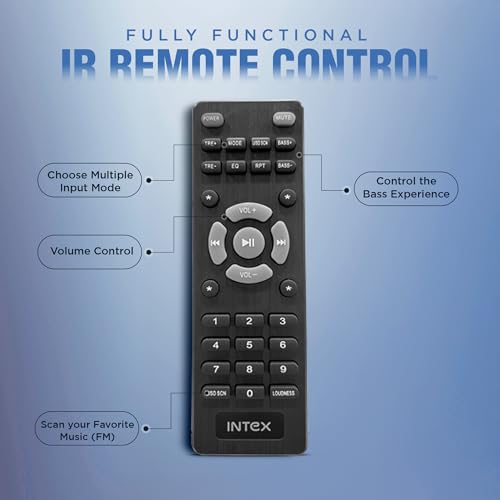 Image of Intex 2.1 Ch 240W Bluetooth Soundbar | 360 Surround Sound & Deep Bass | Remote Control | 6.5 inch Subwoofer, Bluetooth v5 | USB, HDMI, AUX in & Optical Connectivity (Black)