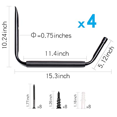 GEEDAR Heavy Duty Garage Storage Hooks, (4 Packs, 15.3