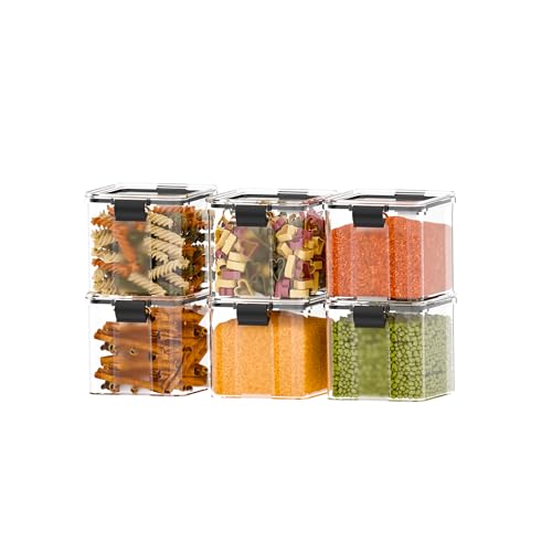 Image of Plastic Airtight Kitchen Storage Container Set | Kitchen Storage Box & Organizers for Kitchen | BPA Free Air Tight Containers Set | Jars & Conatiner set (700ML Set of 6, Transparent)