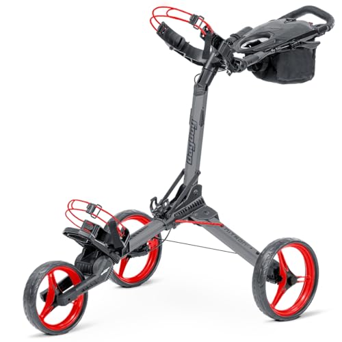 Image of Bag Boy Nitron Golf Push Cart, Battleship Gray /Red