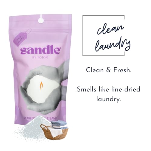 Foton Sandle Pearled Candle 10 Oz – Clean Laundry, Non Toxic Luxury Long Lasting Sand Candles up to 120 Hours - Refillable Candle Sand with 15 Wicks for Candles Making