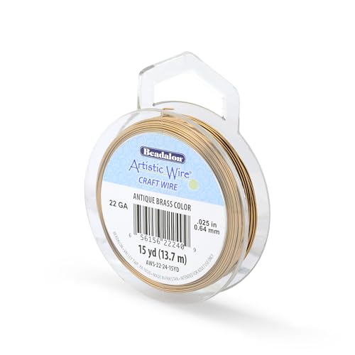 Image of Artistic Wire, 22 Gauge Tarnish Resistant Colored Copper Craft Wire, Antique Brass, 15 yd
