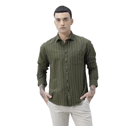 Image of BASICS Cotton-Linen Blended Men's Shirt | Slim Fit | Everyday Smart Casual Wear | Full Sleeve