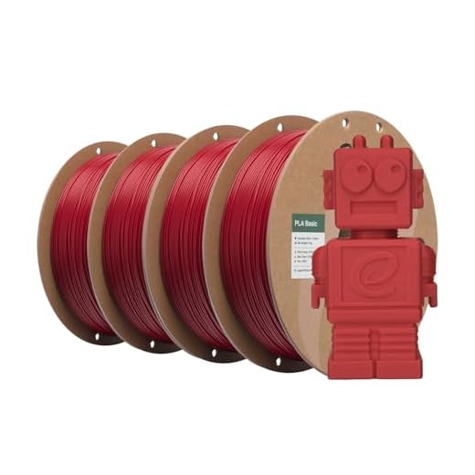 eSUN PLA Basic Filament 1.75mm, 3D Printer Filament High Speed PLA for Fast Printing, 1KG Spool, 4 Spools 3D Printer Filament, Fire Engine Red