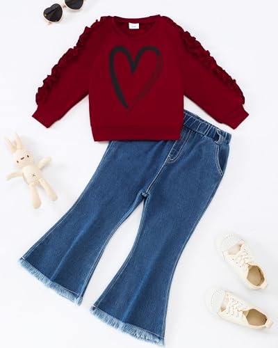 Image of Weebaby Toddler Girl Clothes Infant Girl Sweatsuit Baby Pant Set Outfits Fall Winter Clothing Little Clothes for Girl