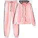 Produktbild amropi Traingsanzug Damen Jogginganzug Leopard Kapuzenpullover Lange Ärmel Top + Hose Sportanzug 2 Stück (Rosa,XL)