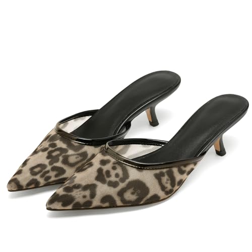 Women Kitten Heels Mules Closed Pointed Toe Slip on Backless Stiletto Slingback Heels Wedding Dress Pumps Shoes