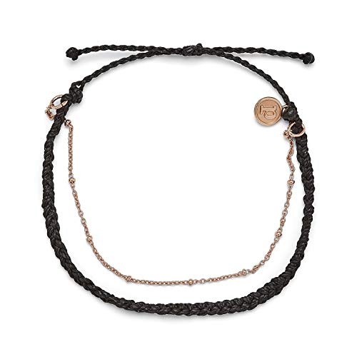 Pura Vida Silver or Rose Gold Satellite Chain Anklet - Adjustable Band, 100% Waterproof - Brand Charm