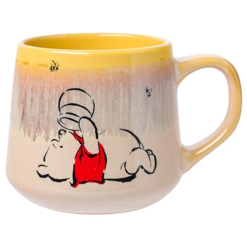 Silver Buffalo Winnie the Pooh Sweet Like Hunny Reactive Glaze Tapered Pottery Mug 14 Ounces