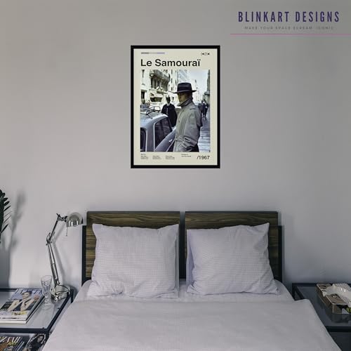 Image of BLINKART Le Samourai Vintage Movie Poster Frame 8x12 Inch | Premium 300 GSM Paper Wall Print | Mid Century Vintage Film Artwork for Home, Bedroom, Living Room, Office | Framed Photo Decor