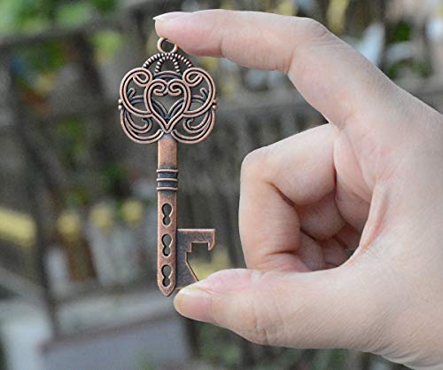 50Pcs Copper Skeleton Key Beer Bottle Opener With 100 Pcs Thank You Card And 98 Feet Hemp Rope For Wedding Party Favors (Copper-White Cards) #TOP6