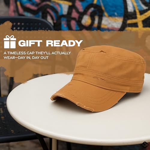 Image of Funky Junque Newsboy Hat for Women - Distressed Cadet Cap, Army Military Style Vintage Baseball Hat