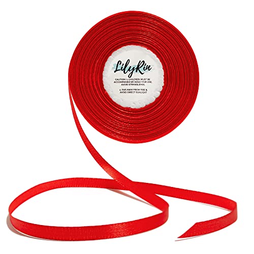 Image of Red Ribbon 1 /4 Inches 36 Yards Satin Roll Perfect for Scrapbooking, Art, Wedding, Wreath, Packing Birthday, Wrapping Christmas Gifts or Other Projects